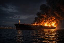 Πλοίο της Hellenic Tankers στις φλόγες μετά από επίθεση ουκρανικών drones στη Μαύρη Θάλασσα – Σώοι οι 23 Ινδοί ναυτικοί