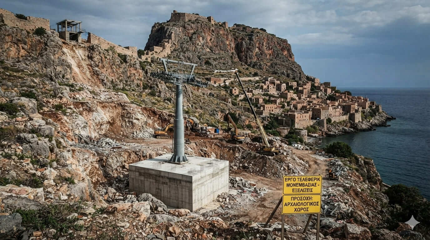 Το κάστρο της Μονεμβασιάς όπου σχεδιάζεται η κατασκευή του τελεφερίκ